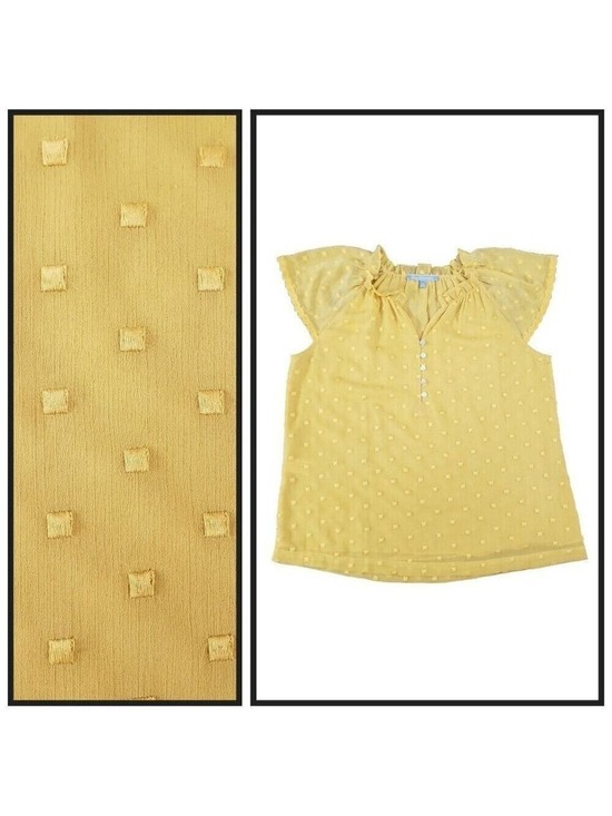 Daniel Rainn Tops - Daniel Rainn Yellow Swiss Dot Blouse PM Ruffle Sleeve Boho Top